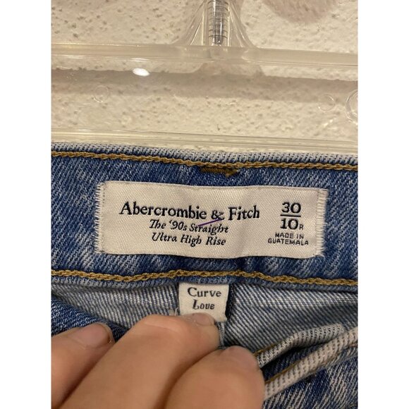 Abercrombie & Fitch Jeans Womens 10R 30 90s Straight Ultra High Rise Curve Love - Picture 3 of 4